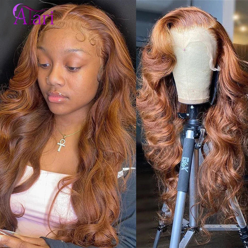 13x6 Copper Ginger Brown Body Wave Wigs Brazilian Human Hair Wigs Pre Plucked 13x4 Lace Frontal Wigs Transparent 5x5 Closure Wig