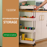 Kitchen Small Gap Storage Rack Four-story Kitchen Narrow Cabinet Living Room Floor Partition Frame Home Bathroom Cabinet