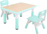 Kids Study Table and Chairs Set, Height Adjustable Plastic Children Art Desk with 2 Seats, Kids Multi Activity Table Set