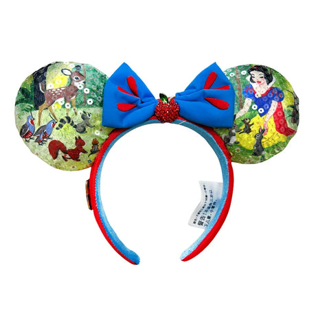 Disney Mickey Mouse Ear Headband Green Mermaid Hair Hoop Fish scale sequin mesh Ribbon Party Headwear Girl Toy Birthday Gift