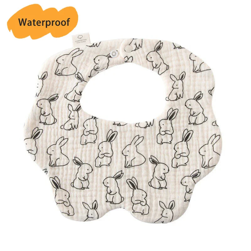 New Thickened 7 Layers Cotton Waterproof Baby Bibs Cute Print Saliva Towel Newborn Burp Cloths for Boys Girls Feeding Drool Bib