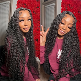 eddfine 13x4/13x6 HD Transparent Lace Front Human Hair Wigs PrePlucked Brazilian Deep Wave Lace Frontal Wig with Baby Hair