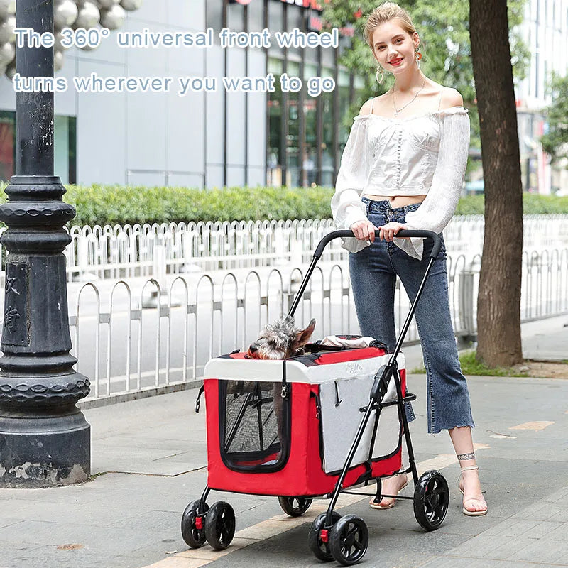 Bello Pet Strollers Folding Trolley Lightweight Pets Cat Carrier Cage Pet Gear Strollers for Small Dog Carrier Bag Trolley Case