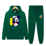 New Disney Mickey Fashion Sports Suit Printed Hoodie + Trousers 2 Pieces Set Spring And Autumn Animation Men And Women Suit