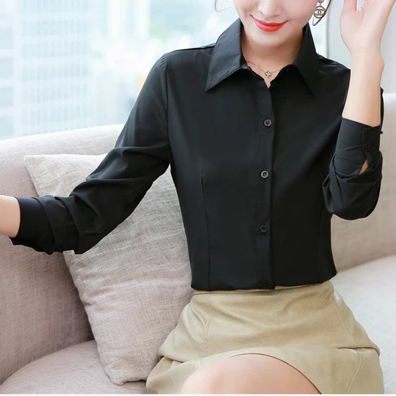 White Shirt Woman 6XL Plus Size Blouse Office Lady Pink Shirt Long Sleeve Women Shirts and Blouss Korean Fashion New Ladies Tops