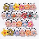 12Pcs/bag Girls Elastic Flower Hair Bands Sweet Hair Ties Children Ponytail Holder Rubber Band Headband Kids Hair Accessories