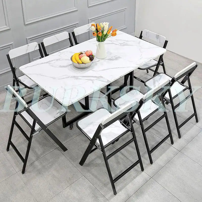 Table Folding Dining table Movable Table Set Dining Table Chair Set Chair Dining Room Furniture Small Apartment Living Room