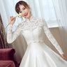 High Neck Lace Wedding Dress Jacket Capes Full Sleeve Bridal Bolero Cloak Evening Wrap Shrug Shawl Cover Up with Collar Buttons