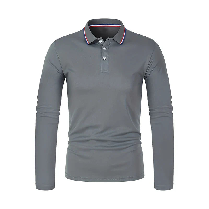 Spring Autumn Men Casual Solid Breathable Pure Cotton Polo Shirt Brand Fashion Male Business High Quality Long Sleeve T-Shirt