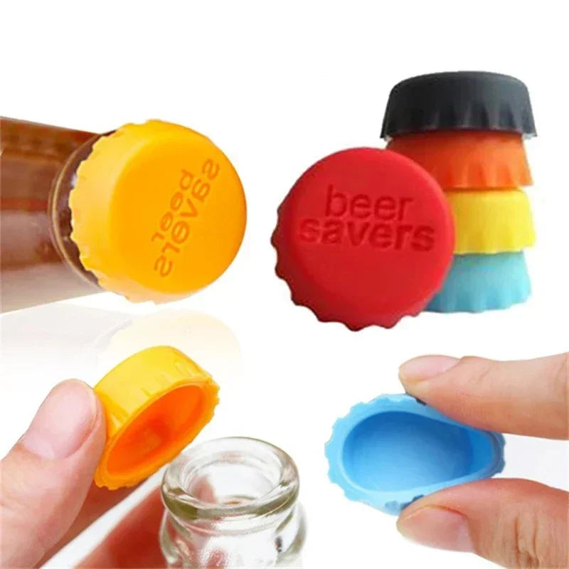 6pcs/12pcs Candy Colors Silicagel Beer Bottle Caps Bar  Home Brewing & Wine Making Barware Kitchen Dining Garden