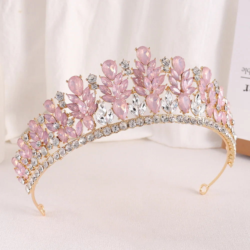 Baroque Green Opal Wedding Headband Crystal Bridal Crowns Tiaras Hair Jewelry Accessories Women Rhinestone Headwear Queen Diadem