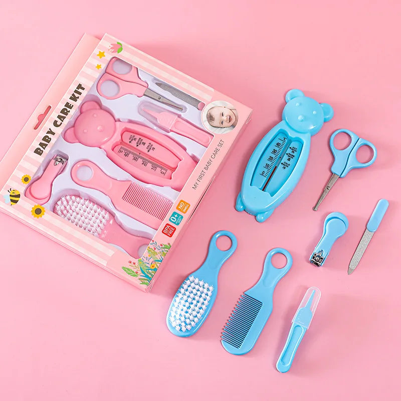 Baby care 7-piece infant water temperature meter combination set baby safety nail clippers comb brush