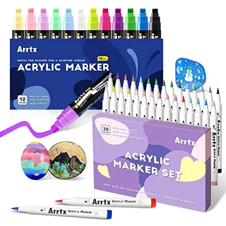 Arrtx Acrylic Paint Pens for Rock Painting, Water Based Paint Markers for Stone, Glass, Easter Egg, Wood and Fabric Painting