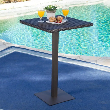 Christopher Knight Home Dominic Outdoor 26" Wicker Square Bar Table, Multibrown bar table for mesa