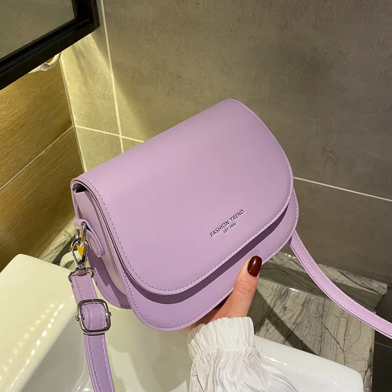 1 Piece Simplicity Saddle Bag for Women Fashion Solid Color Series Crossbody Bags Fashion Earphone Phone Lipstick Storage Bag