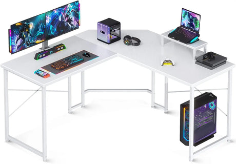 L Shaped Gaming Desk, 51 Inch Computer Desk with Monitor Stand, PC Gaming Desk, Corner Desk Table for Home Office