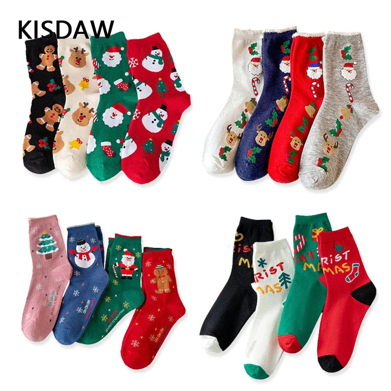 4 Pairs/Lot Children Girls Socks Christmas Socks For Kids Cotton 2-12Years Comfortable Toddler Leg Warmers Boys Long Socks