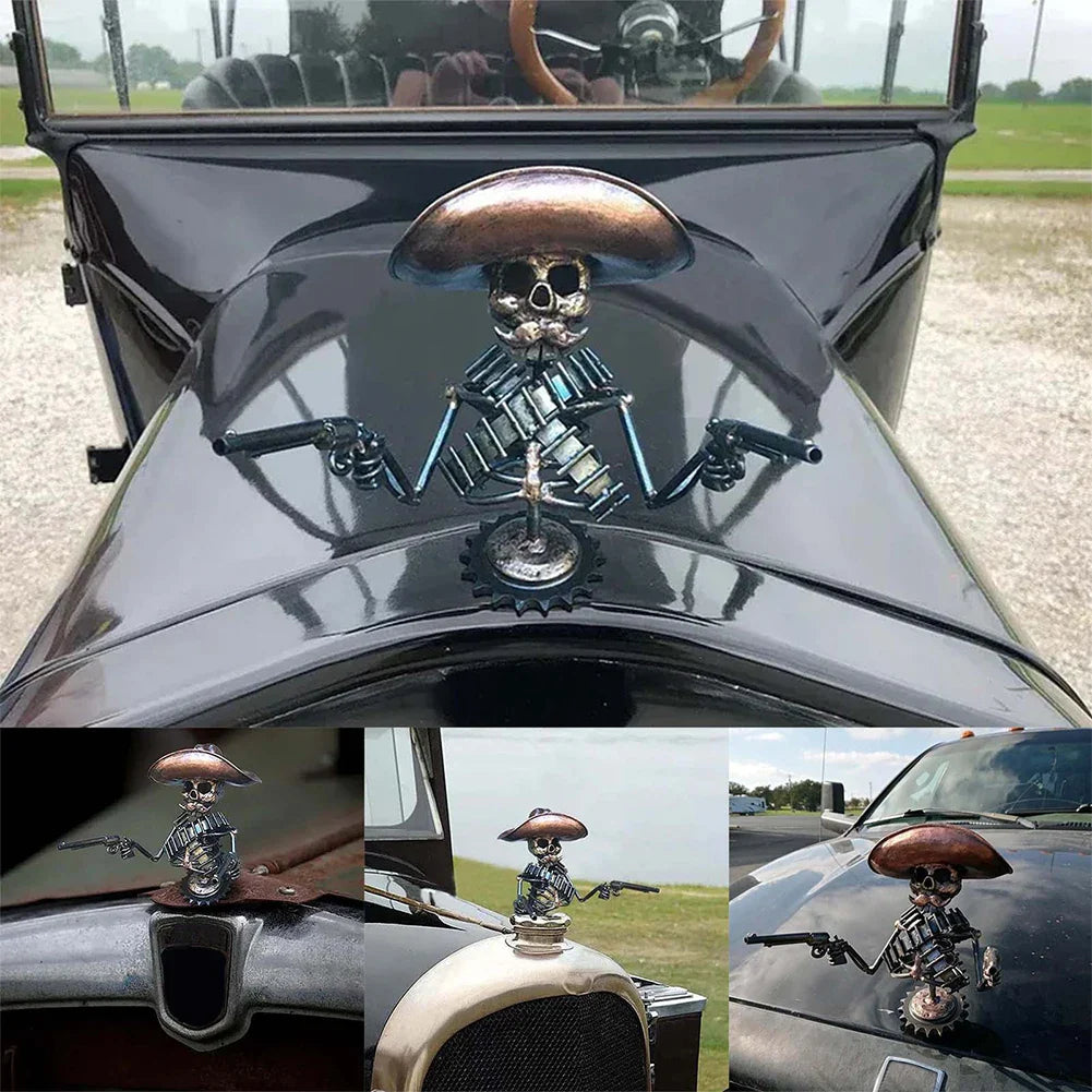 Skull/Gunner/Coyote Auto Accessories Shooter Hood Cover Decoration Vintage License Plate Topper Car Front Cover Hood Ornaments