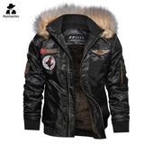 Military Tactics Aviator Jacket Men's Winter Wool Windproof Warm Motorcycle Jacket Men's Outdoor Fur Collar Hooded Parker Coat