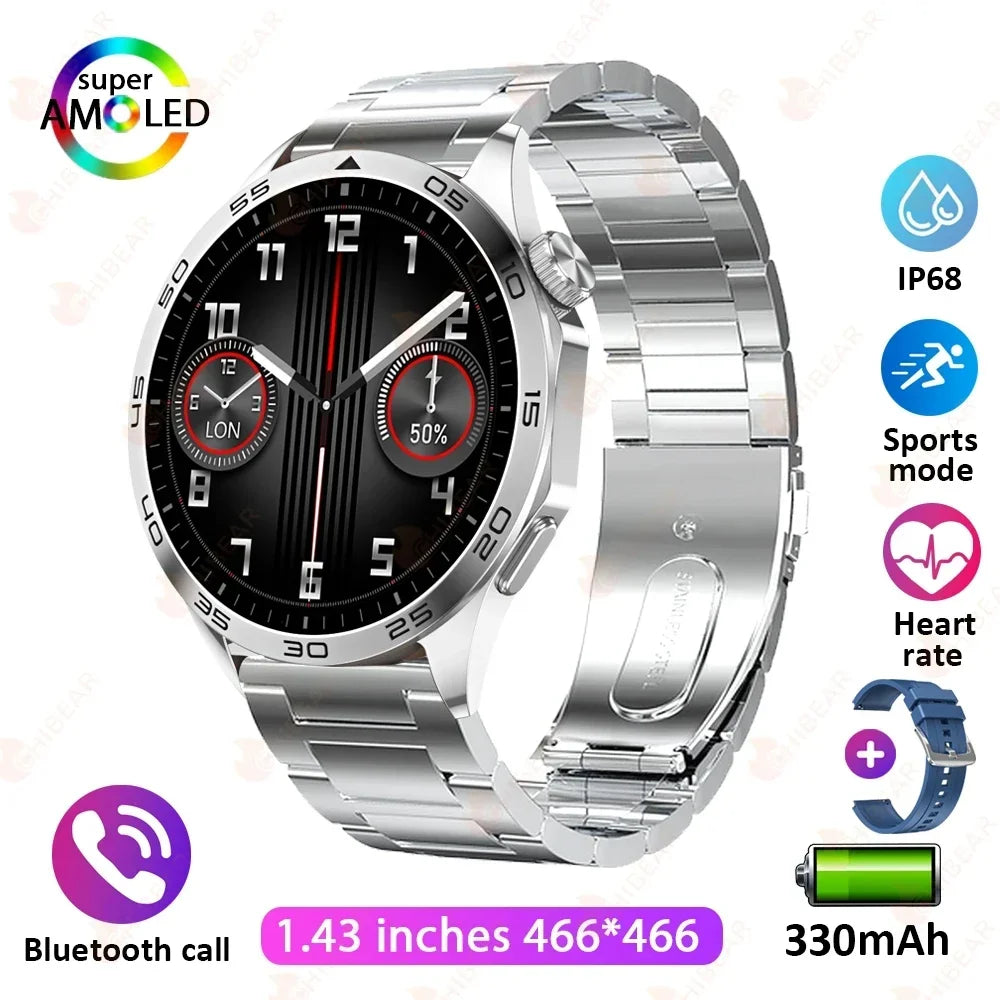 New WATCH GT 4 Smart Watch Men GPS Tracker 1.43 Inch AMOLED 466*466 Screen Always Display Bluetooth Call Smartwatch for Android