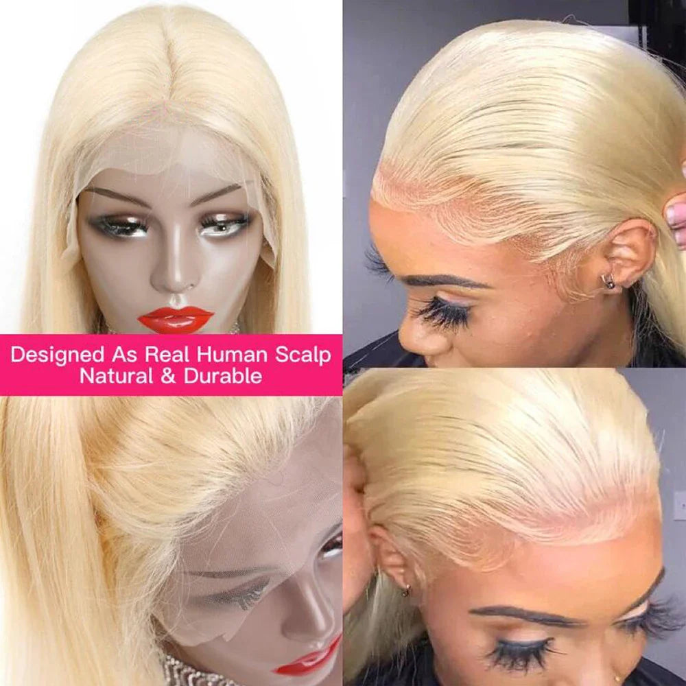 Blonde Lace Front Human Hair Wig 13x6 HD Transparent Lace Front Wig Brazilian Bone Straight Human Hair Wigs 613 Lace Frontal Wig