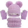 Imitation Cashmere Winter Baby Hat Gloves Scarf Set Fleece Warmer Scarves Thick Knitting Hats Boy Girl Cute Pompom Kids Beanie