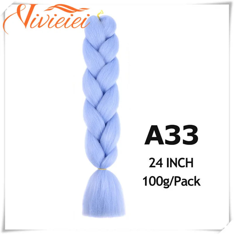 6 Pcs 24” Synthetic Braiding Hair Pink Jumbo Braids Hairstyles Purple Blue Blonde Ombre Hair Extensions For Women 100G/Pack