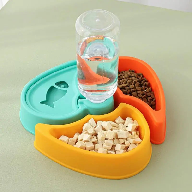 Cat Water And Food Bowl Cat Feeding & Watering Supplies Automatic Wet And Dry Separation Cat Dispenser & Bowl Set For
