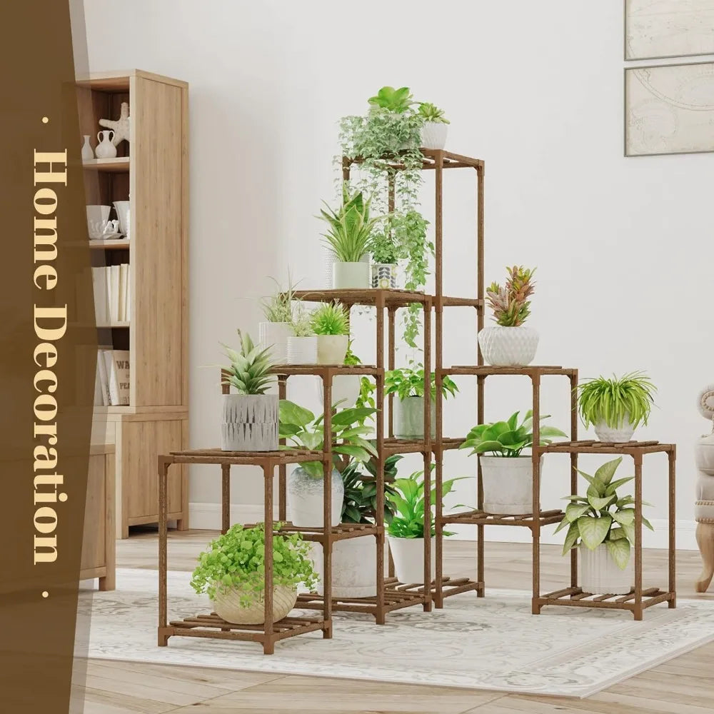 Flower Pots Stand, Indoor Corner Plant Shelf Outdoor Flower Shelves Wooden Plant Stands Garden Wood Plant Holder Rack