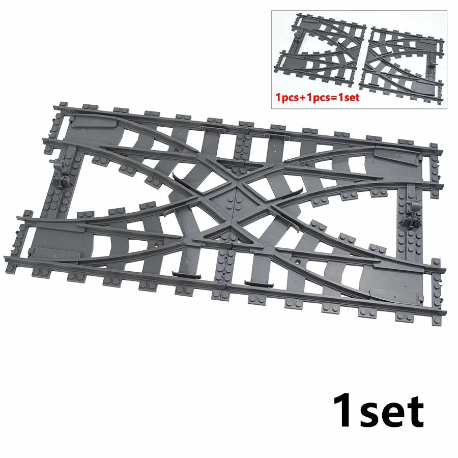 City Train Tracks Forked Flexible Railway Bridge Rail Viaduct Buliding Block Toy Straight Cruved Soft Track Bricks Leduo Gift