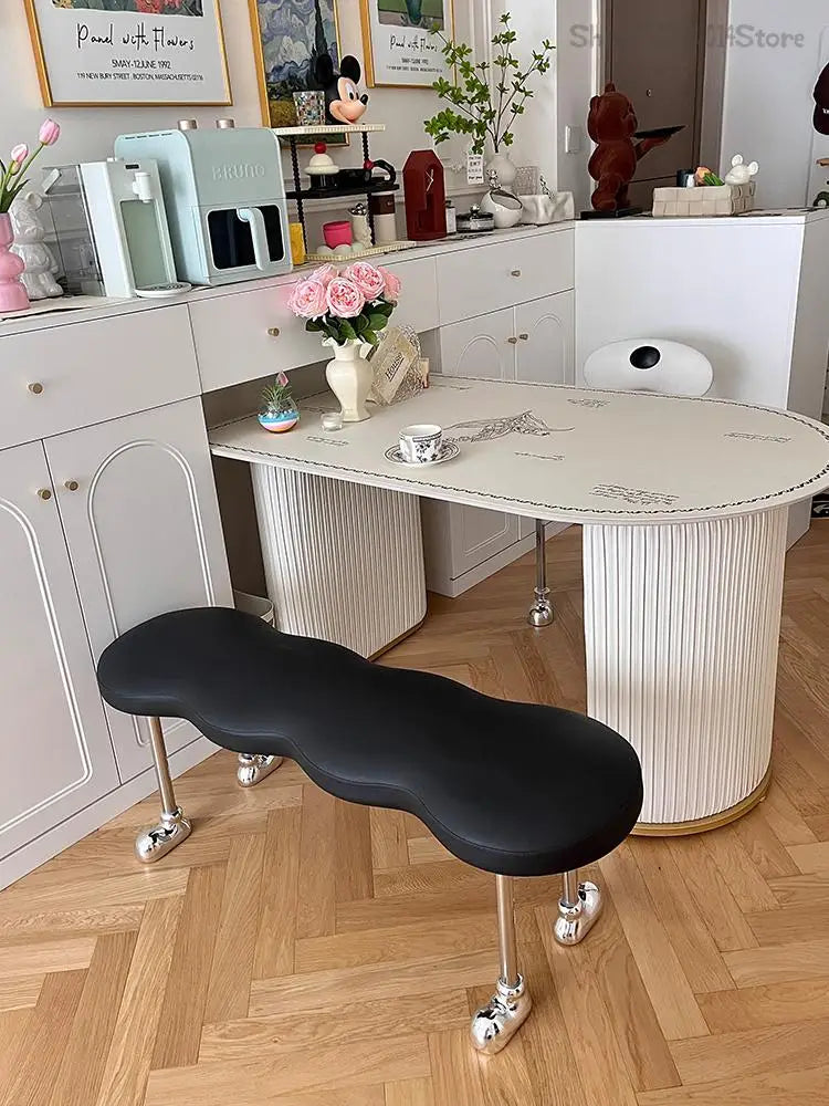 Internet Celebrity French Style Bench Cream Style Stainless Steel Chair Shoe Changing Stool Ancient Ant Stool Dining Chair