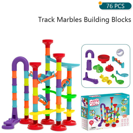 Marbles Run Catapult Track Building Blocks Slide Beads Educational Toys Children Gift Race Balls Toy Marble Track Race Set