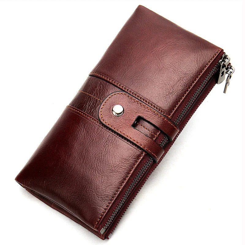 Newsbirds Leather Women's Wallet Genuine Female Clutch Long Womens s and Purses Cash Money Bag Coin Purse