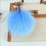 Big Size 15cm Real Fox Fur Ball Keychain Natural Raccon Fur Tassels Leather Strap Key Chain Ring Pendant For Women Charm f278