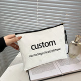 Personalized Customized Name/LOGO/Text/Picture Canvas Bags Toilet Kit Teacher/Birthday Gift Cosmetic Coach Bag Mini Makeup Pouch