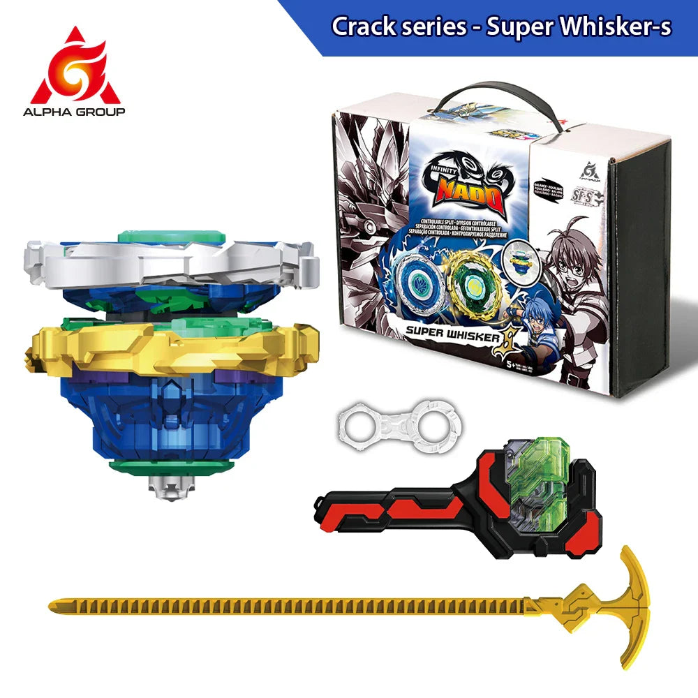 Infinity Nado 3 Original Crack Series-2 In1 Split Spinning Top Metal Nado Gyro Battle Gyroscope with Launcher Anime Toy Kid Gift