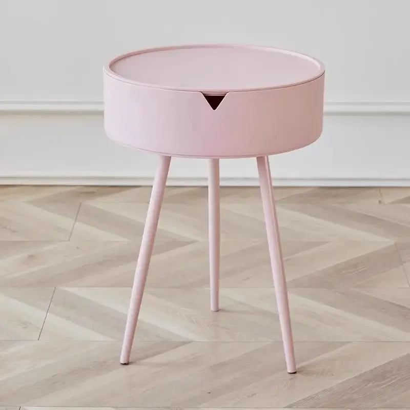 Cream style round bedside table modern bedroom storage cabinet high-end fashionable storage cabinet