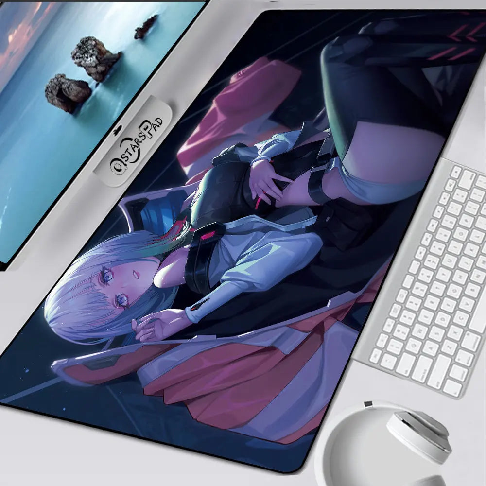 Cyberpunk Mouse Pad Anime Mousepads Edgerunners Keyboard Mat DIY Soft Gamer Large DeskMat XXL XL Gaming Accessories for Computer