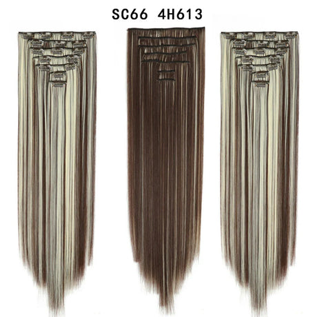 Set Hair Clip In Hair Extensions With Clips Hairpieces Synthetic Extension False/Fake Hair Blonde Eunice Hair Long Hair Pieces