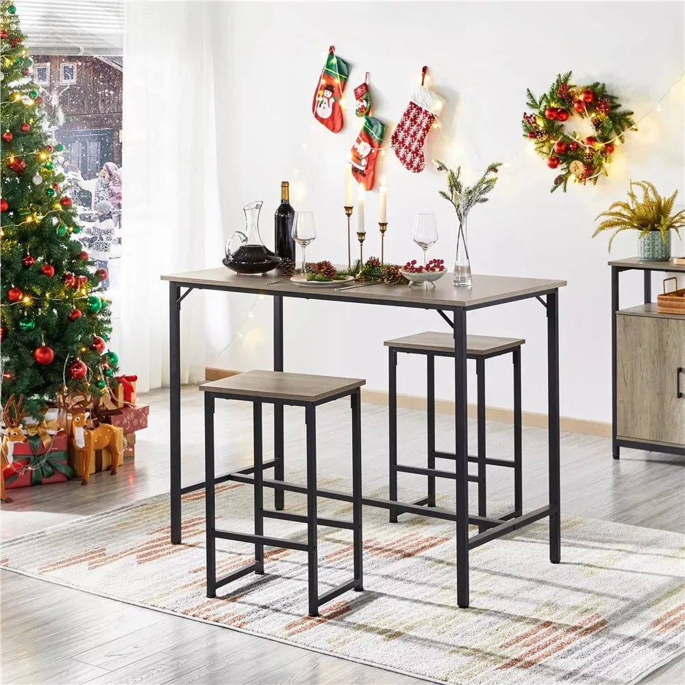 Dining/Bar/Kitchen Table Set with 2 Backless Stools, 35.4 in Height, Home Bar Furniture  Bar Furniture,47.50 x 24.00 x 35.50