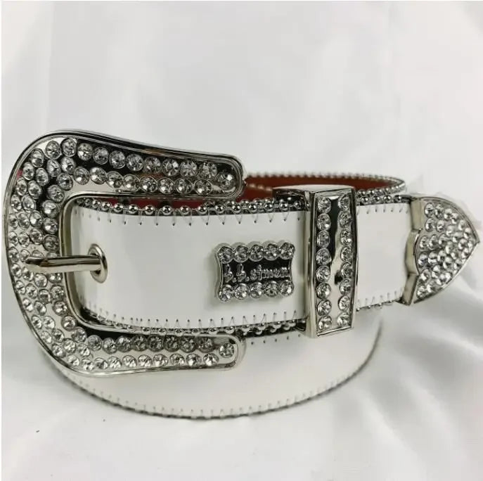 Rhinestone Belts for Women Luxury Diamond Strap Cowgirl Cowboy Bling Crystal Pin Buckle Studded Mens Belts