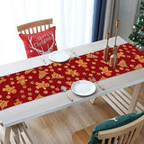 Christmas Gingerbread Man Table Runner Snowflake Home Kitchen Festive Candy Dining Room Decor Indoor Outdoor Party Supplies