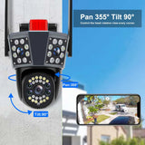 6K 12MP WIFI IP Outdoor Camera 8X Zoom Three Len Motion Tracking PTZ 4K Video Camera Waterproof Surveillance Security Protection