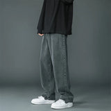 2023 New Brand Spring Men Korean Fashion Blue Pink White Jeans Streetwear Hip Hop Baggy Denim Trousers Straight Wide Leg Pants