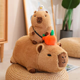 Capybara Plush Toy Simulation Capibara with Fruits Fluffy Doll Stuffed Animals Bubble Pendant Funny Gift for Christmas