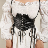 Punk Wide Waist Belt PU Leather Corset for Women Body Shaper Belts Female Lace-up Corset Belt Dress Girdle Clothing Accessories