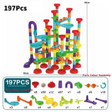 50/197Pcs Children Diy Game Marble Run Race Track Building Blocks Toys 3D Maze Ball Rolling Marbles Running Track Coaster Gift