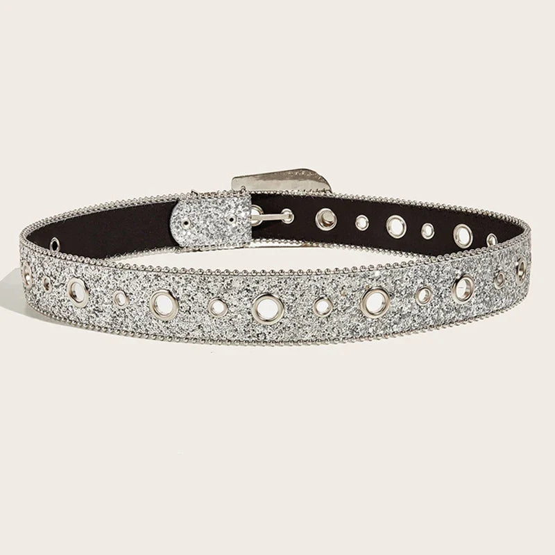 Goth for rhinestone Belts Women PU Leather Strap for rhinestone Belts Western Cowboy Y2K Girls Fashion Belt for Jeans Men