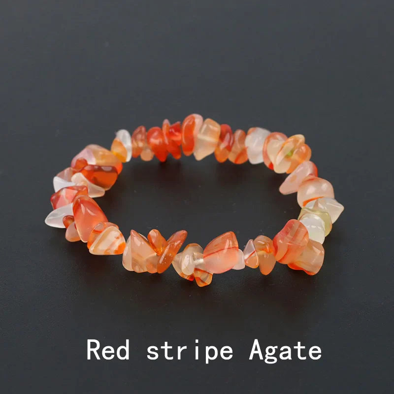 Natural Crystal Gemstone Irregular Energy Stone Bracelet Beads Chips Jewelry Amethys Aquamarine Rose Quartz Bracelets for Women