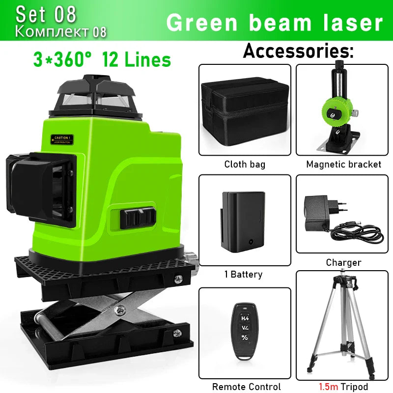 Clubiona 16/12 lines professional Super powerful Green Lines Laser Level With 4000mAh Li-ion Battery Remote Control pulse mode